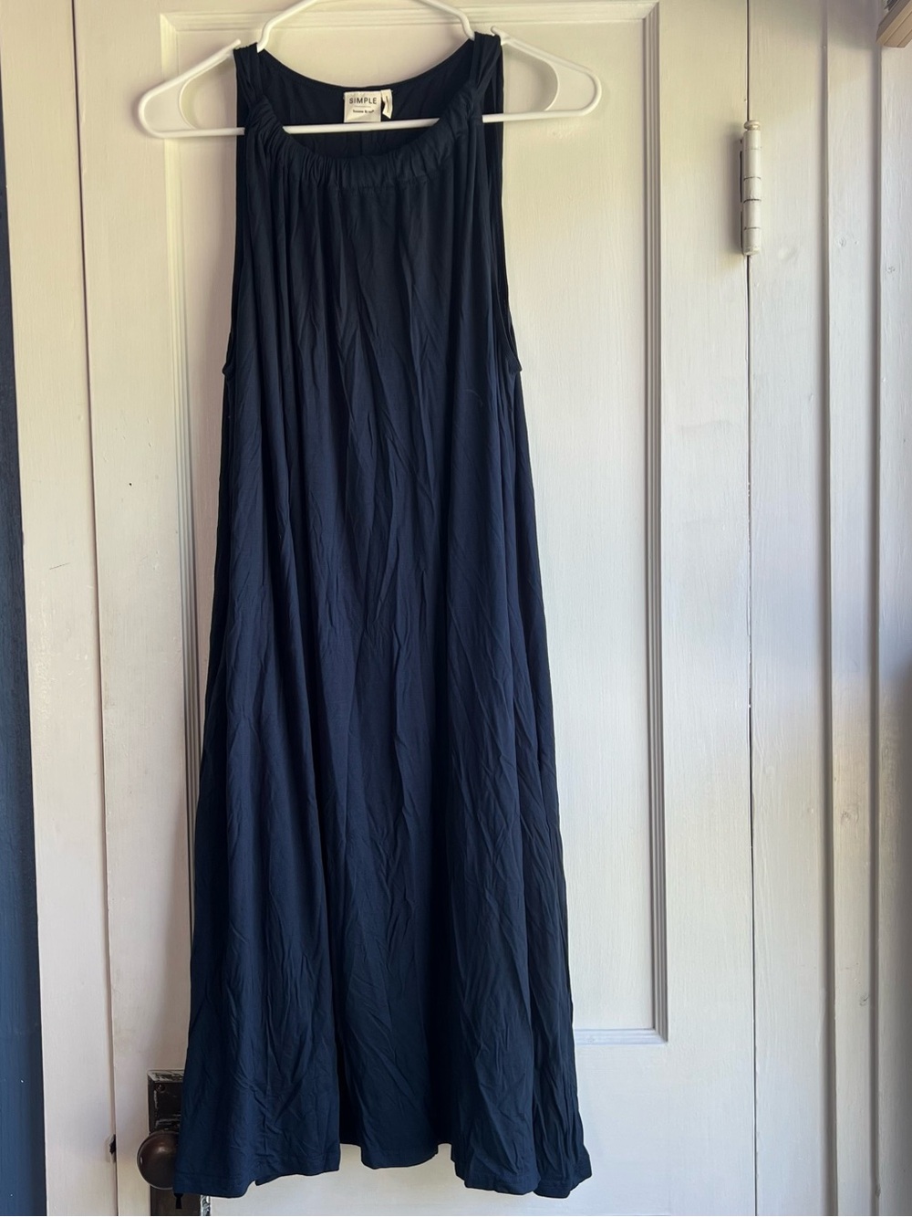 Navy Blue Sleeveless Flow Dress - Picture 1 of 8